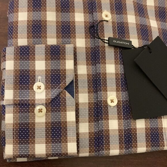 Bugatchi Plaid print classic fit premium soft cotton shirt, size M and L, NWT - Picture 8 of 8
